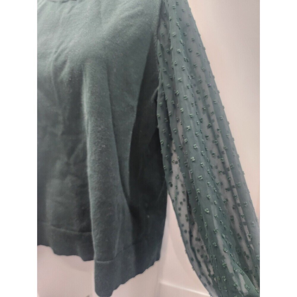CeCe Green Long Lace Sleeve Blouse size Large - Picture 2 of 6